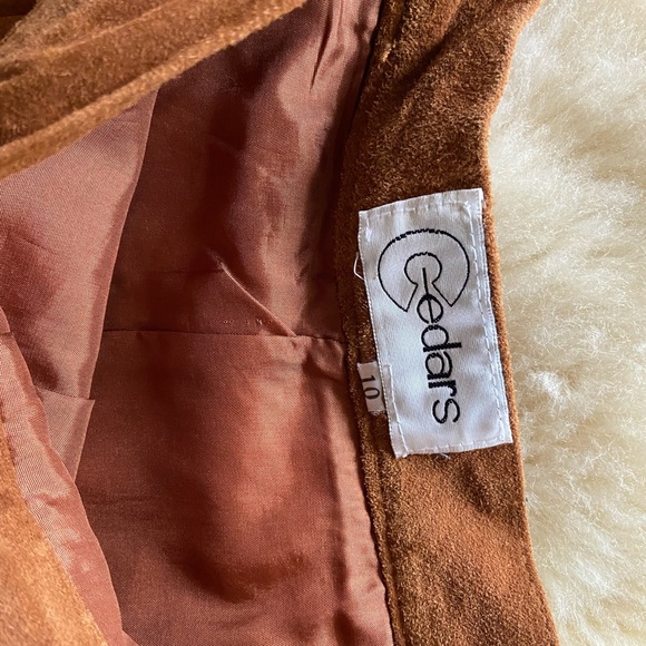 Vintage Cedars size 10 camel brown suede mini skirt fringe boHo festival - Picture 7 of 7